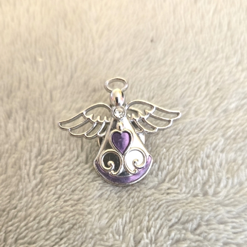 #580 Silver and Purple Tone Angel Pin